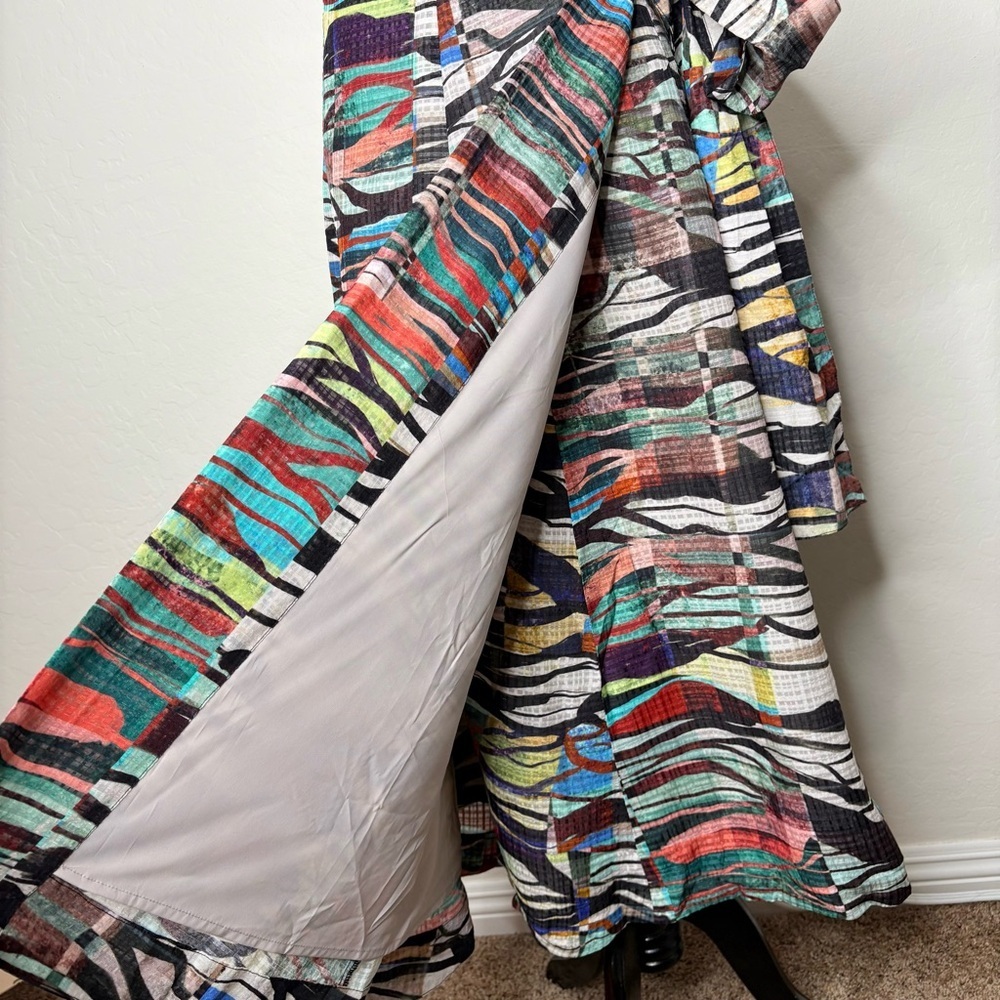Marie Oliver Estine Wrap Skirt Prism Print Size Medium Colorful Statement Linen - Picture 5 of 11